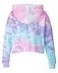 Tie-Dye Ladies' Cropped Hooded Sweatshirt cotton candy OFBack