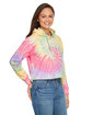 Tie-Dye Ladies' Cropped Hooded Sweatshirt zen rainbow ModelQrt