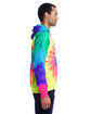 Tie-Dye Adult Tie-Dyed Pullover Hooded Sweatshirt NEON RAINBOW ModelSide