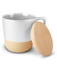 Prime Line 16.5oz Boston Ceramic Mug With Wood Lid white ModelSide