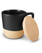 Prime Line 16.5oz Boston Ceramic Mug With Wood Lid black ModelSide