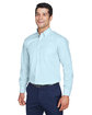 Devon & Jones Men's Crown Collection® Solid Broadcloth Woven Shirt crystal blue ModelQrt