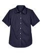 Devon & Jones Ladies' Crown Collection Solid Broadcloth Short-Sleeve Woven Shirt navy FlatFront