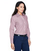 Devon & Jones Ladies' Crown Collection Banker Stripe Woven Shirt burgundy ModelQrt
