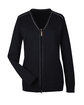 Devon & Jones Ladies' Manchester Fully-Fashioned Full-Zip Cardigan Sweater black/ graphite OFFront