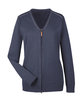 Devon & Jones Ladies' Manchester Fully-Fashioned Full-Zip Cardigan Sweater navy/ graphite OFFront