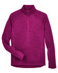 Devon & Jones Adult Bristol Sweater Fleece Quarter-Zip RED HEATHER FlatFront