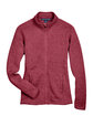 Devon & Jones Ladies' Bristol Full-Zip Sweater Fleece Jacket RED HEATHER FlatFront