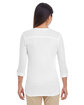 Devon & Jones Ladies' Perfect Fit Y-Placket Convertible Sleeve Knit Top white ModelBack