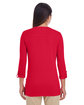 Devon & Jones Ladies' Perfect Fit Y-Placket Convertible Sleeve Knit Top red ModelBack