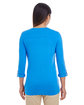 Devon & Jones Ladies' Perfect Fit Y-Placket Convertible Sleeve Knit Top french blue ModelBack