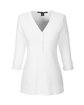 Devon & Jones Ladies' Perfect Fit Y-Placket Convertible Sleeve Knit Top white OFFront