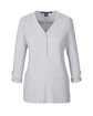Devon & Jones Ladies' Perfect Fit Y-Placket Convertible Sleeve Knit Top grey heather OFFront