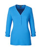 Devon & Jones Ladies' Perfect Fit Y-Placket Convertible Sleeve Knit Top french blue OFFront
