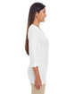 Devon & Jones Ladies' Perfect Fit Y-Placket Convertible Sleeve Knit Top white ModelSide