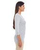 Devon & Jones Ladies' Perfect Fit Y-Placket Convertible Sleeve Knit Top grey heather ModelSide