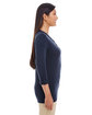 Devon & Jones Ladies' Perfect Fit Y-Placket Convertible Sleeve Knit Top navy ModelSide