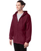 Hanes Adult Ultimate Cotton Full-Zip Hooded Sweatshirt maroon ModelQrt