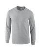 Gildan Adult Ultra Cotton® Long-Sleeve Pocket T-Shirt SPORT GREY OFFront