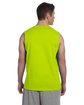Gildan Adult Ultra Cotton® Sleeveless T-Shirt SAFETY GREEN ModelBack