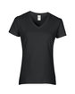 Gildan Ladies' Heavy Cotton™ V-Neck T-Shirt BLACK FlatFront