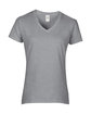 Gildan Ladies' Heavy Cotton™ V-Neck T-Shirt SPORT GREY FlatFront