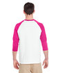 Gildan Adult Heavy Cotton™ 3/4-Raglan Sleeve T-Shirt WHITE/ HELICONIA ModelBack