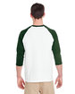 Gildan Adult Heavy Cotton™ 3/4-Raglan Sleeve T-Shirt white/ forest ModelBack