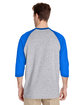 Gildan Adult Heavy Cotton™ 3/4-Raglan Sleeve T-Shirt SPORT GRY/ ROYAL ModelBack