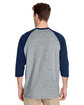 Gildan Adult Heavy Cotton™ 3/4-Raglan Sleeve T-Shirt SPORT GREY/ NAVY ModelBack
