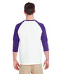 Gildan Adult Heavy Cotton™ 3/4-Raglan Sleeve T-Shirt WHITE/ PURPLE ModelBack
