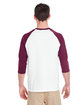 Gildan Adult Heavy Cotton™ 3/4-Raglan Sleeve T-Shirt WHITE/ MAROON ModelBack