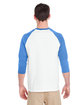 Gildan Adult Heavy Cotton™ 3/4-Raglan Sleeve T-Shirt WHT/ CAROLNA BLU ModelBack