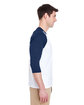 Gildan Adult Heavy Cotton™ 3/4-Raglan Sleeve T-Shirt WHITE/ NAVY ModelSide
