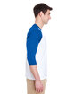 Gildan Adult Heavy Cotton™ 3/4-Raglan Sleeve T-Shirt WHITE/ ROYAL ModelSide