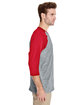 Gildan Adult Heavy Cotton™ 3/4-Raglan Sleeve T-Shirt sport grey/ red ModelSide