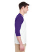 Gildan Adult Heavy Cotton™ 3/4-Raglan Sleeve T-Shirt WHITE/ PURPLE ModelSide