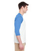 Gildan Adult Heavy Cotton™ 3/4-Raglan Sleeve T-Shirt WHT/ CAROLNA BLU ModelSide