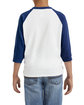 Gildan Youth Heavy Cotton Three-Quarter Raglan Sleeve T-Shirt white/ navy ModelBack