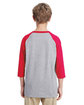 Gildan Youth Heavy Cotton Three-Quarter Raglan Sleeve T-Shirt sport grey/ red ModelBack