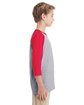 Gildan Youth Heavy Cotton Three-Quarter Raglan Sleeve T-Shirt sport grey/ red ModelSide