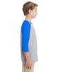 Gildan Youth Heavy Cotton Three-Quarter Raglan Sleeve T-Shirt sport gry/ royal ModelSide