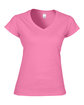 Gildan Ladies' SoftStyle® Fitted V-Neck T-Shirt azalea OFFront