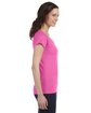 Gildan Ladies' SoftStyle®  Fitted V-Neck T-Shirt AZALEA ModelSide