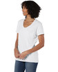 ComfortWash by Hanes Ladies' V-Neck T-Shirt WHITE PFD ModelQrt