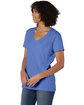 ComfortWash by Hanes Ladies' V-Neck T-Shirt DEEP FORTE BLUE ModelQrt