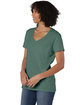 ComfortWash by Hanes Ladies' V-Neck T-Shirt CYPRESS GREEN ModelQrt
