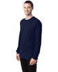 ComfortWash by Hanes Unisex Garment-Dyed Long-Sleeve T-Shirt NAVY ModelQrt