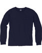 ComfortWash by Hanes Unisex Garment-Dyed Long-Sleeve T-Shirt with Pocket NAVY FlatFront