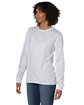 ComfortWash by Hanes Unisex Garment-Dyed Long-Sleeve T-Shirt with Pocket WHITE ModelQrt